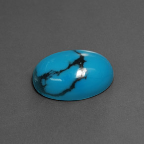 4.44 ct Blue Turquoise Stone, Natural Turquoise in Oval Cabochon Shape for Sale