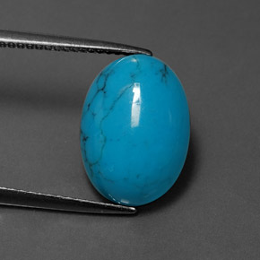 4.15 ct Blue Turquoise Gemstone, Turquoise Gem in Oval Cabochon Shape for Sale.