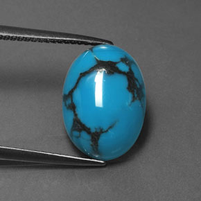 5.10 ct Blue Turquoise Gemstone, Turquoise Gem in Oval Cabochon Shape for Sale.