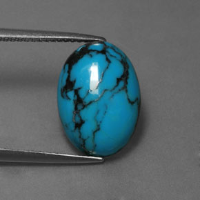 3.97 ct Blue Turquoise Gemstone, Turquoise Gem in Oval Cabochon Shape for Sale.