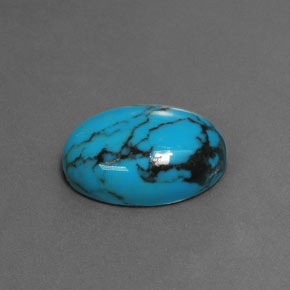 3.97 ct Blue Turquoise Stone, Natural Turquoise in Oval Cabochon Shape for Sale