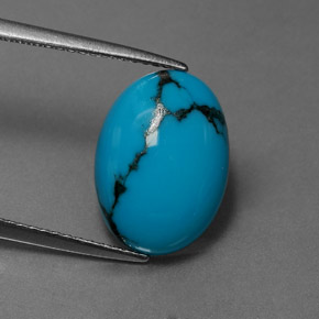 4.27 ct Blue Turquoise Gemstone, Turquoise Gem in Oval Cabochon Shape for Sale.