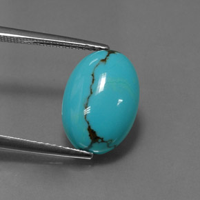 3.87 ct Blue Turquoise Gemstone, Turquoise Gem in Oval Cabochon Shape for Sale.