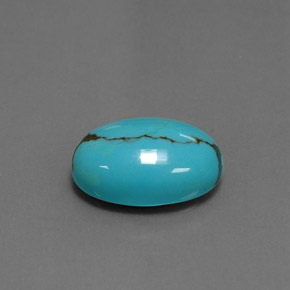 3.87 ct Blue Turquoise Stone, Natural Turquoise in Oval Cabochon Shape for Sale
