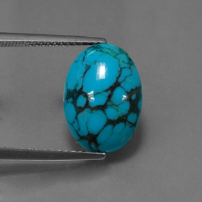 3.50 ct Blue Turquoise Gemstone, Turquoise Gem in Oval Cabochon Shape for Sale.