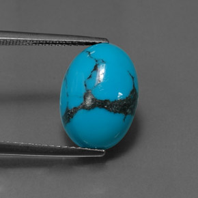 3.61 ct Blue Turquoise Gemstone, Turquoise Gem in Oval Cabochon Shape for Sale.