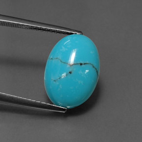 3.67 ct Blue Turquoise Gemstone, Turquoise Gem in Oval Cabochon Shape for Sale.