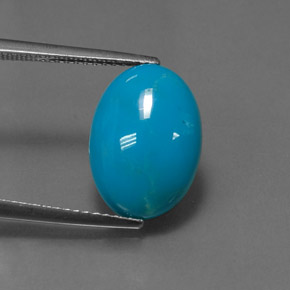 4.55 ct Blue Turquoise Gemstone, Turquoise Gem in Oval Cabochon Shape for Sale.