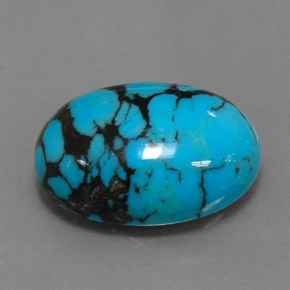 3.96 ct Blue Turquoise Stone, Natural Turquoise in Oval Cabochon Shape for Sale