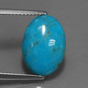3.96 ct Blue Turquoise Gemstone, Turquoise Gem in Oval Cabochon Shape for Sale.