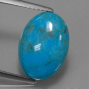 4.35 ct Blue Turquoise Gemstone, Turquoise Gem in Oval Cabochon Shape for Sale.