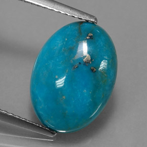 4.46 ct Blue Turquoise Gemstone, Turquoise Gem in Oval Cabochon Shape for Sale.