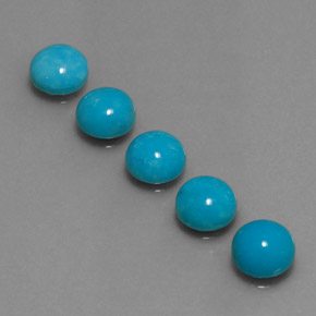 3.75 ct Blue Turquoise Gemstone, Turquoise Gem in Round Cabochon Shape for Sale.