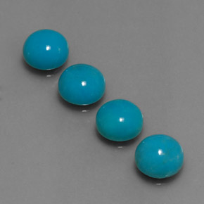 2.95 ct Blue Turquoise Gemstone, Turquoise Gem in Round Cabochon Shape for Sale.