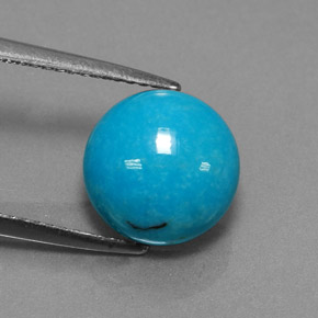 3.33 ct Blue Turquoise Gemstone, Turquoise Gem in Round Cabochon Shape for Sale.