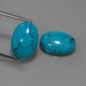 6.87 ct Blue Turquoise Gemstone, Turquoise Gem in Oval Cabochon Shape for Sale.