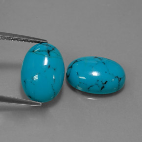 6.91 ct Blue Turquoise Gemstone, Turquoise Gem in Oval Cabochon Shape for Sale.