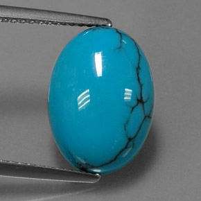 4.06 ct Blue Turquoise Gemstone, Turquoise Gem in Oval Cabochon Shape for Sale.