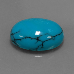 4.06 ct Blue Turquoise Stone, Natural Turquoise in Oval Cabochon Shape for Sale