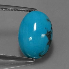 3.78 ct Blue Turquoise Gemstone, Turquoise Gem in Oval Cabochon Shape for Sale.