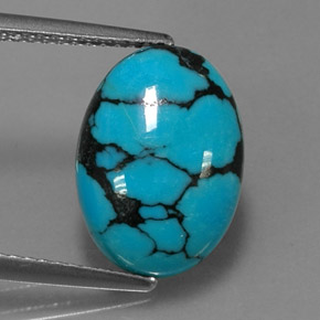 3.72 ct Blue Turquoise Gemstone, Turquoise Gem in Oval Cabochon Shape for Sale.