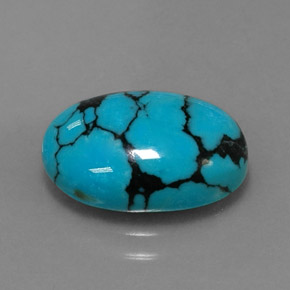 3.72 ct Blue Turquoise Stone, Natural Turquoise in Oval Cabochon Shape for Sale