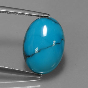 5.00 ct Blue Turquoise Gemstone, Turquoise Gem in Oval Cabochon Shape for Sale.