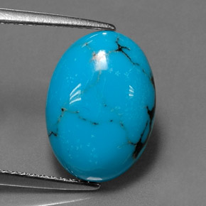 4.33 ct Blue Turquoise Gemstone, Turquoise Gem in Oval Cabochon Shape for Sale.