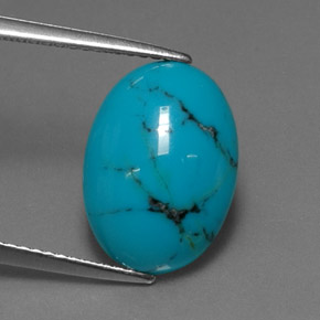 3.48 ct Blue Turquoise Gemstone, Turquoise Gem in Oval Cabochon Shape for Sale.
