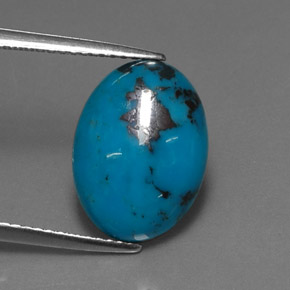4.48 ct Blue Turquoise Gemstone, Turquoise Gem in Oval Cabochon Shape for Sale.