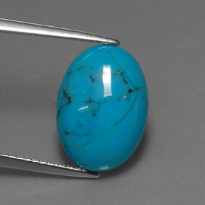 4.01 ct Blue Turquoise Gemstone, Turquoise Gem in Oval Cabochon Shape for Sale.