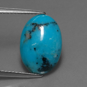 4.33 ct Blue Turquoise Gemstone, Turquoise Gem in Oval Cabochon Shape for Sale.