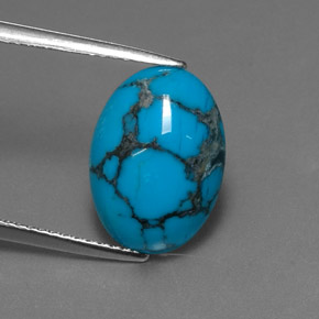 3.74 ct Blue Turquoise Gemstone, Turquoise Gem in Oval Cabochon Shape for Sale.