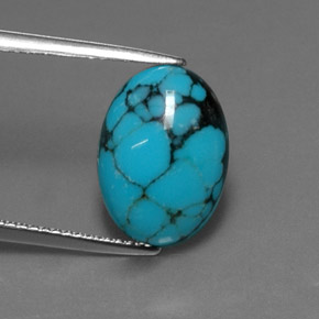 3.37 ct Blue Turquoise Gemstone, Turquoise Gem in Oval Cabochon Shape for Sale.