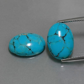 7.03 ct Blue Turquoise Gemstone, Turquoise Gem in Oval Cabochon Shape for Sale.
