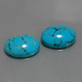 7.03 ct Blue Turquoise Stone, Natural Turquoise in Oval Cabochon Shape for Sale
