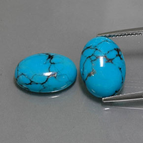 7.58 ct Blue Turquoise Gemstone, Turquoise Gem in Oval Cabochon Shape for Sale.