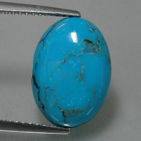 3.95 ct Blue Turquoise Gemstone, Turquoise Gem in Oval Cabochon Shape for Sale.