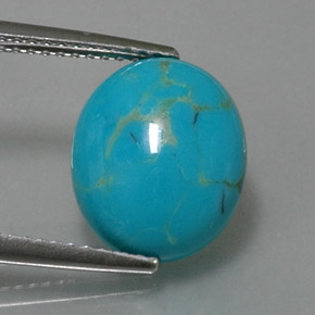3.06 ct Blue Turquoise Gemstone, Turquoise Gem in Oval Cabochon Shape for Sale.