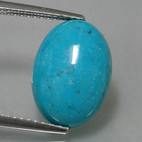 3.69 ct Blue Turquoise Gemstone, Turquoise Gem in Oval Cabochon Shape for Sale.