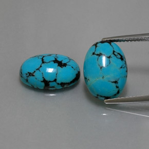7.41 ct Blue Turquoise Gemstone, Turquoise Gem in Oval Cabochon Shape for Sale.