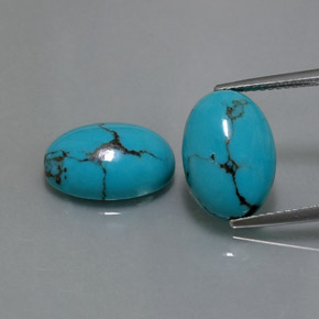7.33 ct Blue Turquoise Gemstone, Turquoise Gem in Oval Cabochon Shape for Sale.