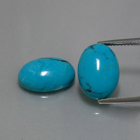 7.80 ct Blue Turquoise Gemstone, Turquoise Gem in Oval Cabochon Shape for Sale.