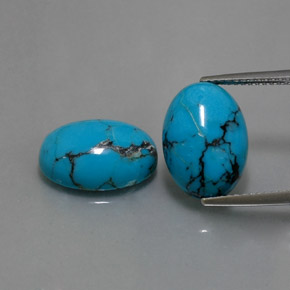 7.85 ct Blue Turquoise Gemstone, Turquoise Gem in Oval Cabochon Shape for Sale.