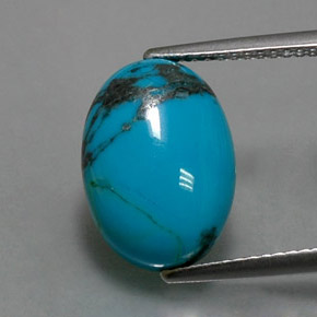 3.83 ct Blue Turquoise Gemstone, Turquoise Gem in Oval Cabochon Shape for Sale.