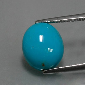 4.03 ct Blue Turquoise Gemstone, Turquoise Gem in Oval Cabochon Shape for Sale.