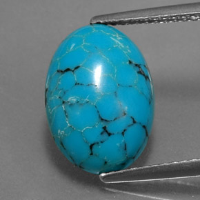 3.06 ct Blue Turquoise Gemstone, Turquoise Gem in Oval Cabochon Shape for Sale.