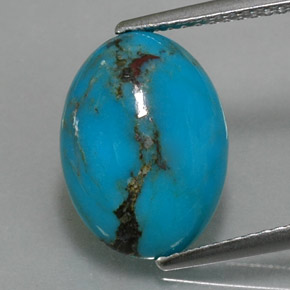 4.14 ct Blue Turquoise Gemstone, Turquoise Gem in Oval Cabochon Shape for Sale.