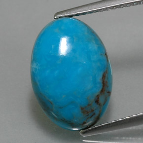3.97 ct Blue Turquoise Gemstone, Turquoise Gem in Oval Cabochon Shape for Sale.