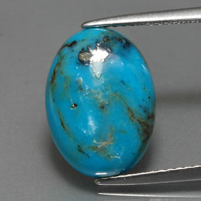 4.57 ct Blue Turquoise Gemstone, Turquoise Gem in Oval Cabochon Shape for Sale.